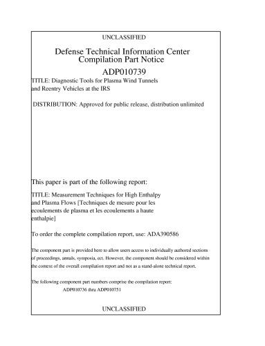 ﻿ابزارهای تشخیصی برای تونل های باد پلاسما و وسایل نقلیه ورودی مجدد در IRS