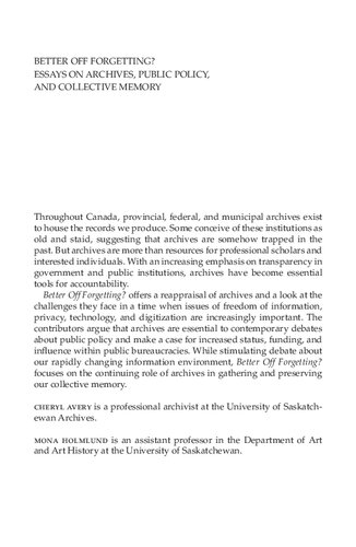 ﻿بهتر است فراموش کنید؟: مقالاتی در بایگانی، خط مشی عمومی و حافظه جمعی