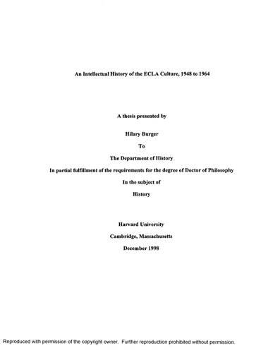﻿[پایان نامه] تاریخ فکری فرهنگ ECLA، 1948 تا 1964
