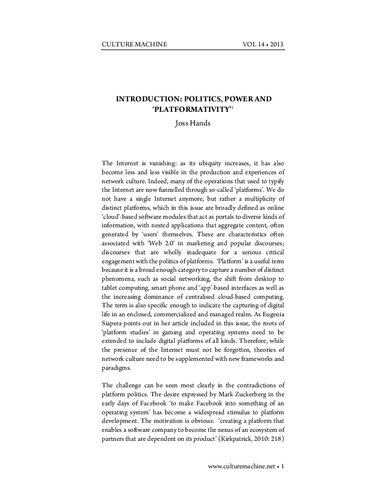 ﻿ماشین فرهنگ. جلد 14. سیاست پلت فرم