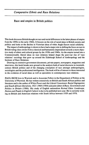 ﻿نژاد و امپراتوری در سیاست بریتانیا (روابط تطبیقی ​​قومی و نژادی)