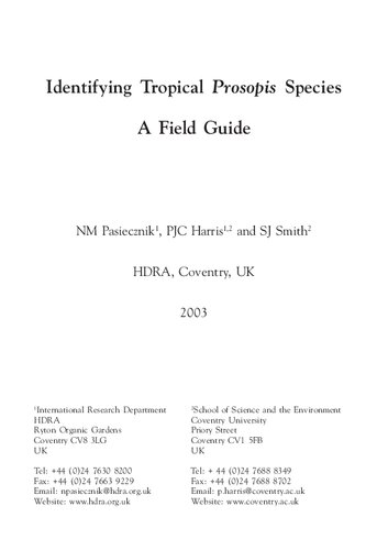 ﻿شناسایی گونه های prosopis گرمسیری. راهنمای میدانی