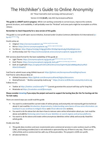 ﻿راهنمای گمنامی آنلاین The Hitchhiker’s Guide (1.0.1، آگوست 2021)