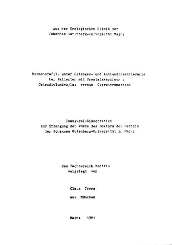 ﻿پروفایل هورمونی تحت درمان با استروژن و آنتی آندروژن در بیماران مبتلا به سرطان پروستات: استرادیول آندسیلات در مقابل سیپروترون استات