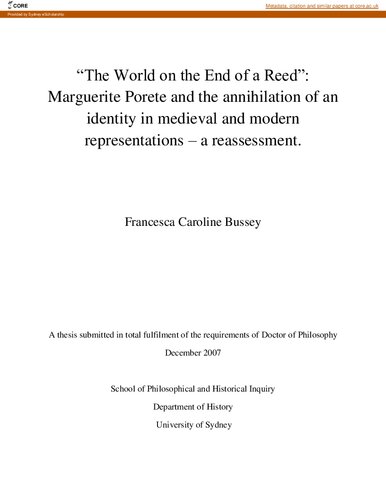 ﻿«جهانی در انتهای یک نی»: مارگریت پورت و نابودی یک هویت در بازنمایی های قرون وسطایی و مدرن - ارزیابی مجدد