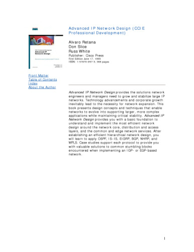 طراحی شبکه پیشرفته IP (توسعه حرفه ای CCIE)