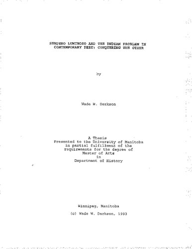 ﻿سندرو لومینوسو و مشکل هند در پرو معاصر: تسخیر دیگری