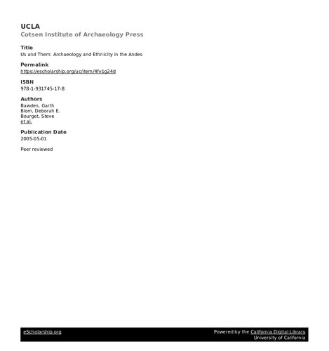 ﻿ما و آنها: باستان شناسی و قومیت در آند