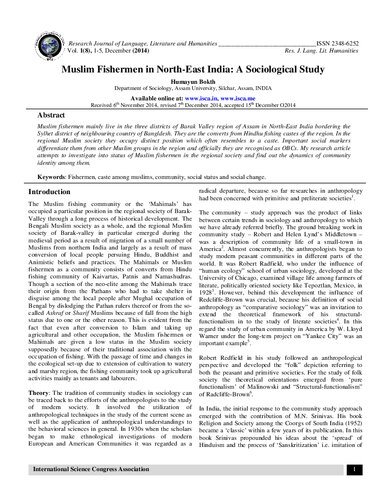 ﻿ماهیگیران مسلمان در شمال شرقی هند یک مطالعه جامعه شناختی