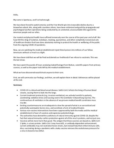 ﻿COVID-19 - نامه اسپارتاکوس