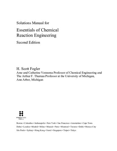 ﻿Solutions Manual for Essentials of Chemical Reaction Engineering ویرایش دوم