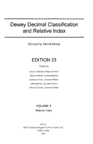 ﻿طبقه بندی اعشاری دیویی و شاخص نسبی. جلد 4