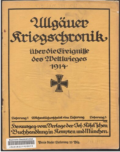 ﻿کرونیکل جنگ آلگو، درباره وقایع جنگ جهانی 1914