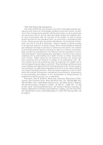 ﻿H41 مناطق سرد هیدروژئوفیزیک - فراخوان برای مقالات