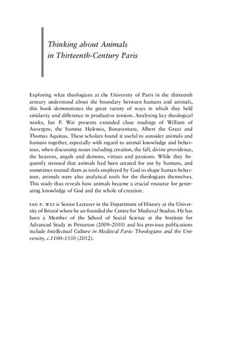 ﻿تفکر در مورد حیوانات در پاریس قرن سیزدهم: متکلمان در مرز بین انسان ها و حیوانات