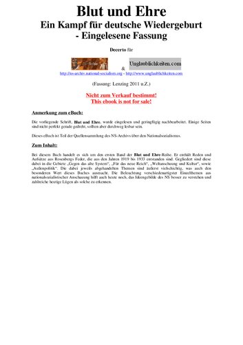 ﻿آلفرد روزنبرگ - خون و افتخار - مبارزه برای تولد دوباره آلمان 1938