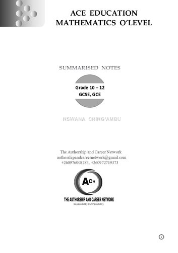 ﻿Ace Education Mathematics O'level