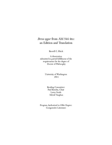 ﻿Breta sogur از AM 544 4to: an Edition and Translation