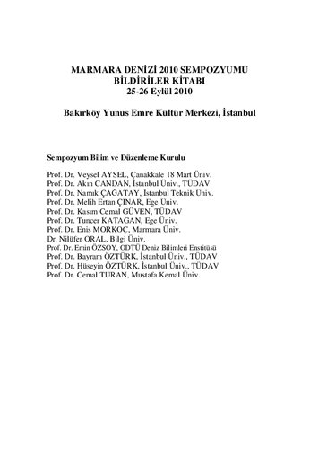 ﻿کتاب مجموعه مقالات سمپوزیوم دریای مارمارا 2010