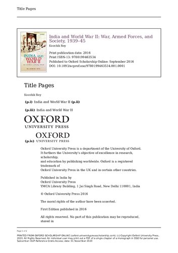 ﻿هند و جنگ جهانی دوم: جنگ، نیروهای مسلح و جامعه، 45-1939