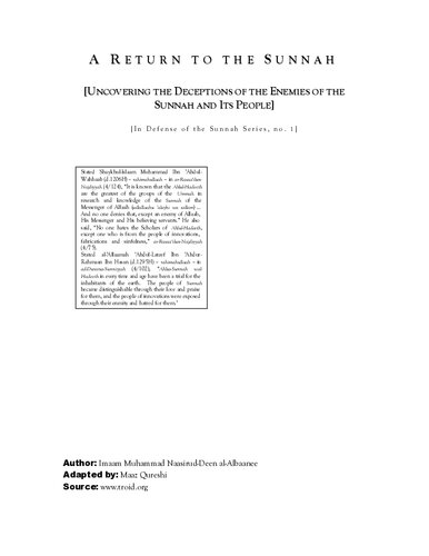 ﻿بازگشت به سنت - شناخت فریبکاری های دشمنان سنت و اهل آن