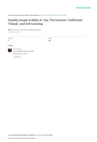 ﻿شیخ گوگلر در نقش حافظ عصر: اینترنت، علمای سنتی و خودآموزی