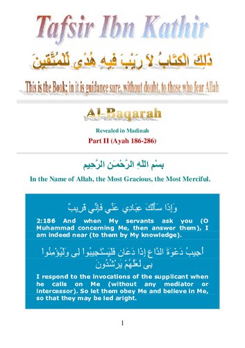 ﻿تفسیر ابن کثیر - سوره بقره دوم (186-286)