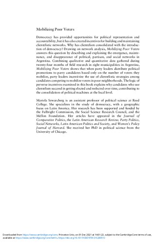 ﻿بسیج رأی دهندگان فقیر: سیاست ماشینی، مشتری گرایی و شبکه های اجتماعی در آرژانتین (تحلیل ساختاری در علوم اجتماعی، سری شماره 38)
