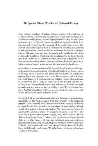 ﻿جهان اقیانوس اطلس اسپانیا در قرن هجدهم: جنگ و اصلاحات بوربن، 1713-1796