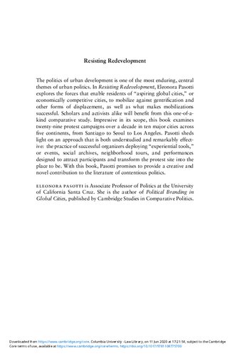 ﻿مقاومت در برابر توسعه مجدد: اعتراض در شهرهای مشتاق جهانی