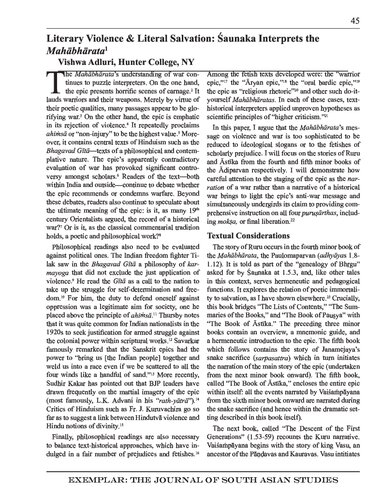 ﻿خشونت ادبی و نجات تحت اللفظی: سوناکا مهابهاراتا را تفسیر می کند