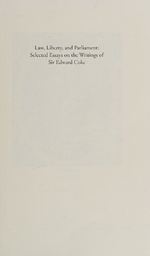 ﻿قانون، آزادی و پارلمان: مقالات برگزیده در مورد نوشته های ادوارد کوک
