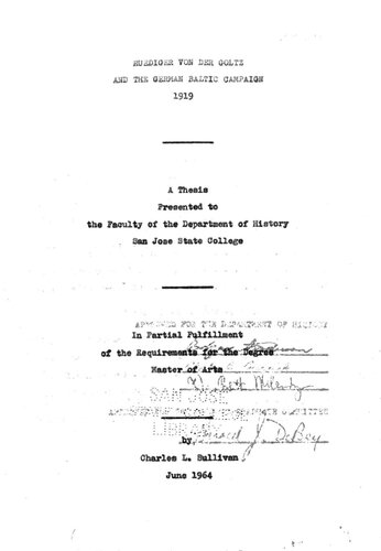 ﻿رودیگر فون در گولتز و کمپین بالتیک آلمان، 1919