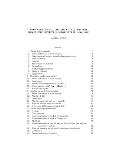 ﻿یادداشت های درس جبر 3، A.A. 2017-2018