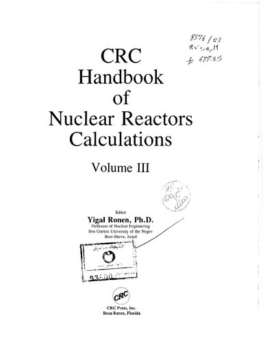 ﻿CRC Handbook of Nuclear Ractor Calculations, Vol. 3