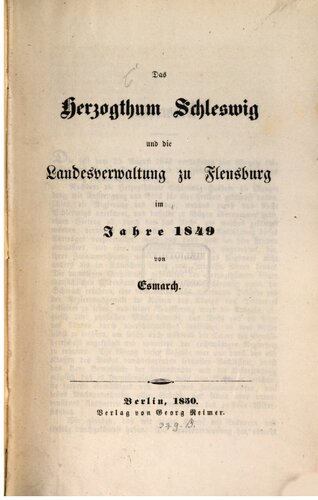 ﻿﻿دوک نشین شلزویگ و اداره ایالتی شلزویگ در سال 1849