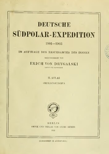 ﻿مجموعه کورین از تغییرات مغناطیسی زمین که در سال 1902-1903 در ایستگاه گاز در دریای قطب شمال و با یک مقدمه تاریخی مشاهده شد. و یادداشت های مفصل