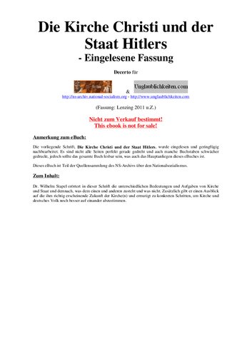 ﻿استاپل، ویلهلم - کلیسای مسیح و دولت هیتلر (1933، 101 ص، اسکن، شکستگی)