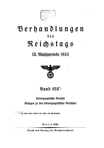 ﻿مذاکرات رایشستاگ - 1933 - نهمین دوره انتخابات (1936، 137 ص، اسکن، شکستگی)