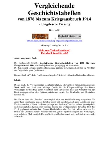 ﻿ویلهلم دوم - جداول تاریخ مقایسه ای از 1878 تا آغاز جنگ در 1914 (1921، 84 صفحه، اسکن)