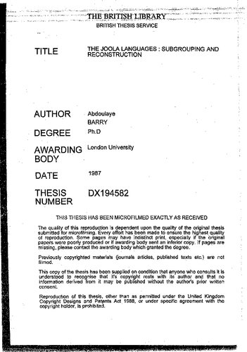 ﻿زبان های جولا: زیر گروه بندی و بازسازی