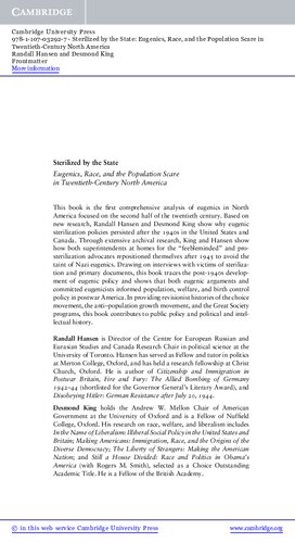﻿عقیم شده توسط دولت: اصلاح نژاد، نژاد و ترس از جمعیت در آمریکای شمالی قرن بیستم