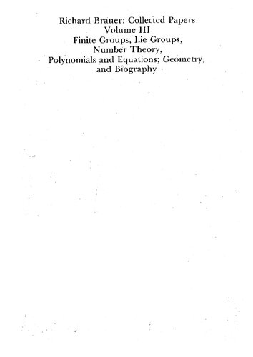 ﻿Richard Brauer: Collected Papers - جلد 3