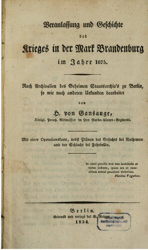﻿علت و تاریخچه جنگ در مارک براندنبورگ در سال 1675