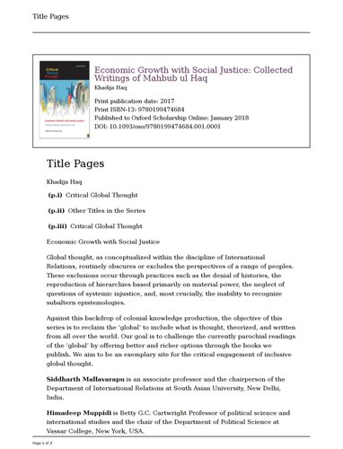 ﻿رشد اقتصادی با عدالت اجتماعی: مجموعه نوشته های محبوب الحق