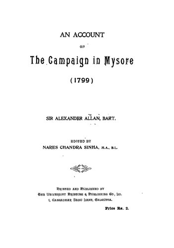 ﻿گزارشی از کمپین در میسور (1799)