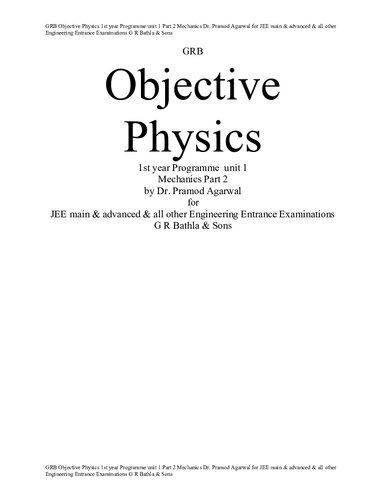 ﻿GRB Objective Physics سال 1 برنامه کلاس 11 واحد 1 دکتر پرامود آگاروال برای JEE main