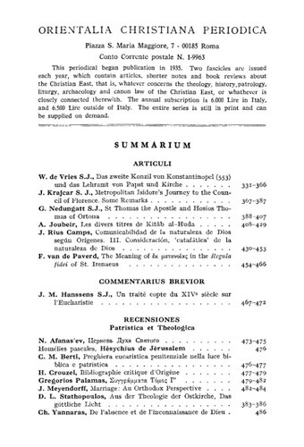 ﻿Orientalia Christiana Periodica