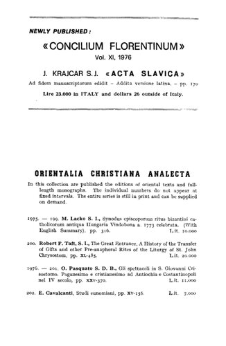 ﻿Orientalia Christiana Periodica