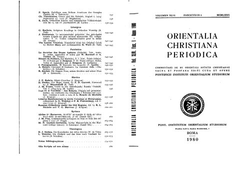 ﻿Orientalia Christiana Periodica